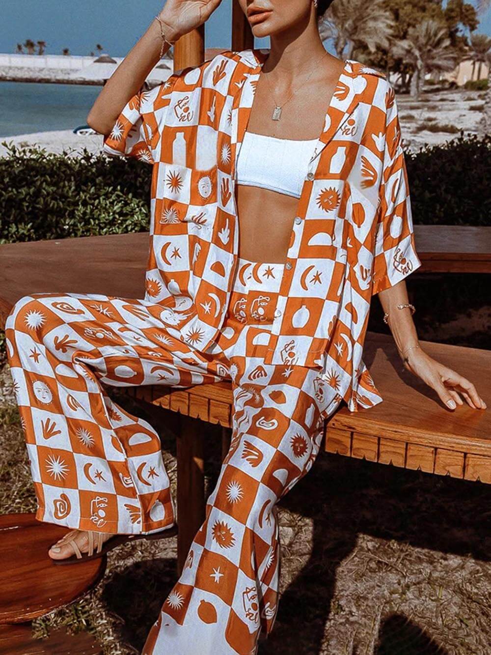 Afternoon Sun Loose Print Oversized Pants Set