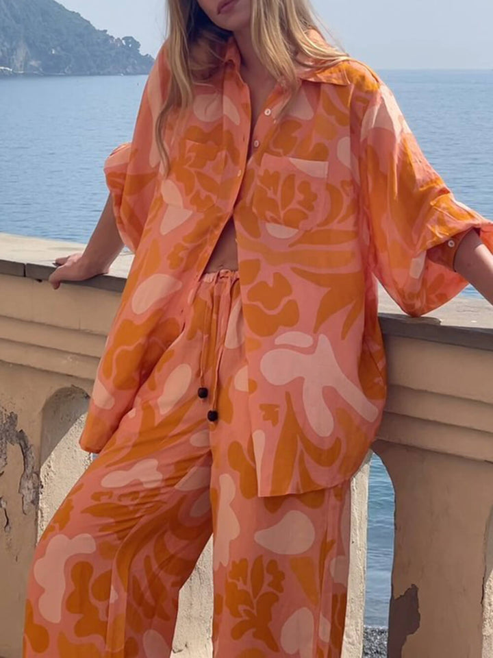 Μοναδικό Ethnic Holiday Print Loose Σετ