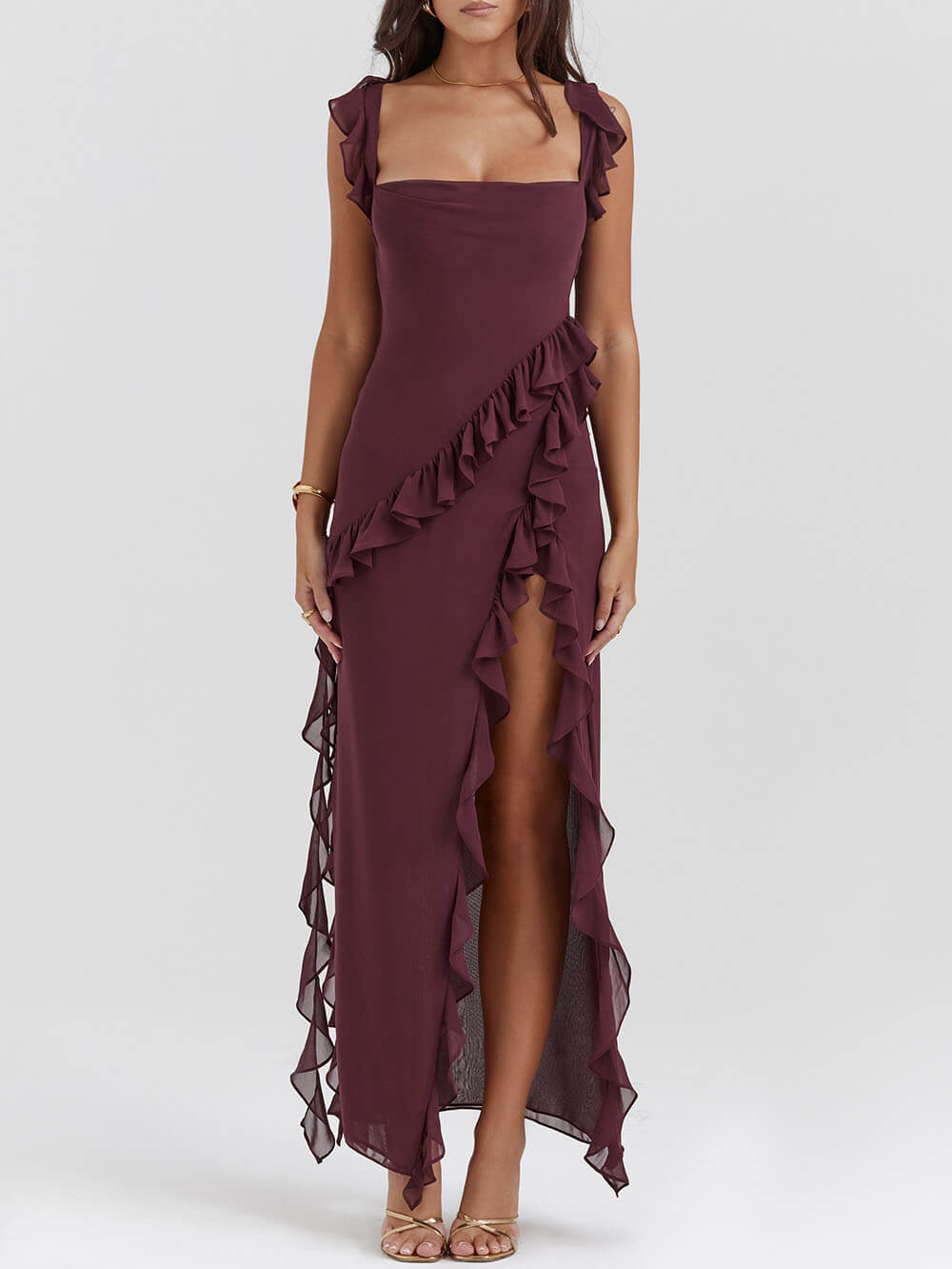 Mulberry Ruffle Maxi ruha