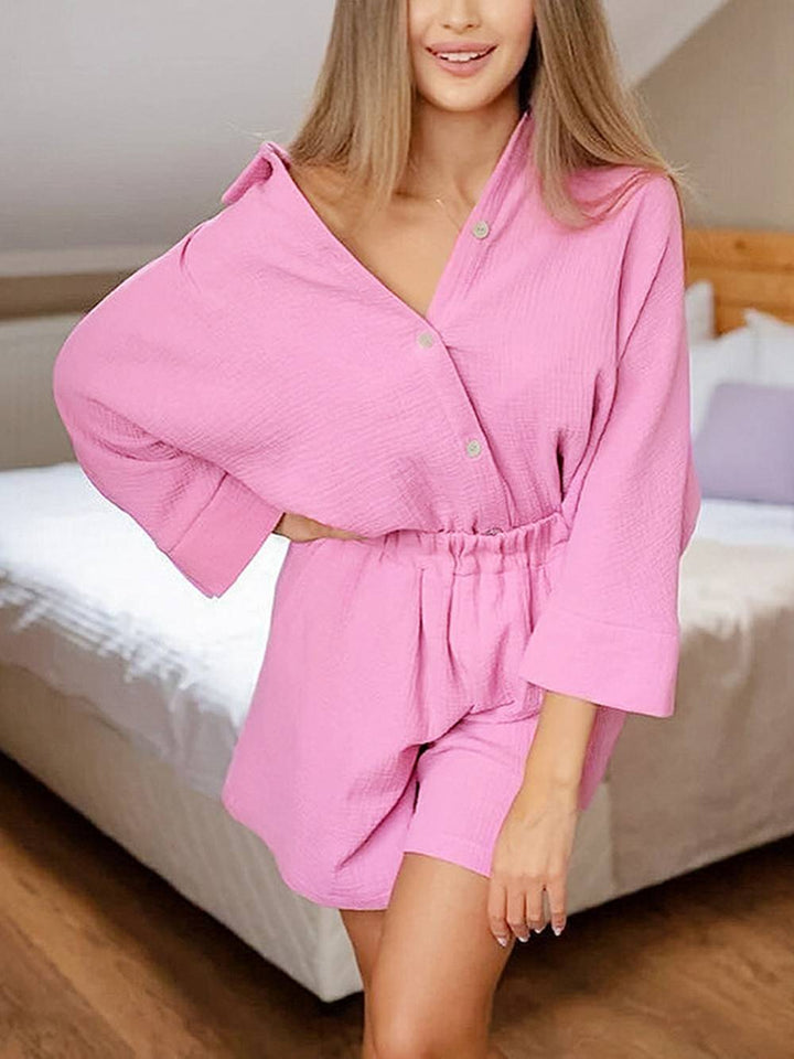 Intrikate Cotton Co-Ord Pink Shorts Set