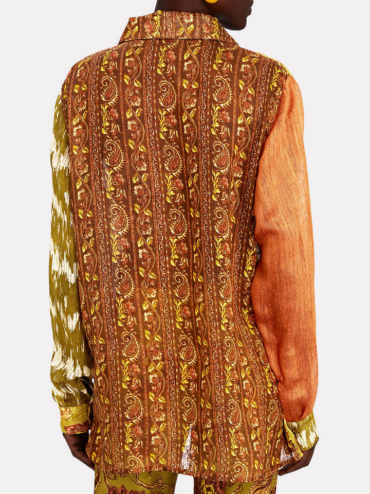 Μοναδικό Cliff Recycled Ethnic Print Button Top