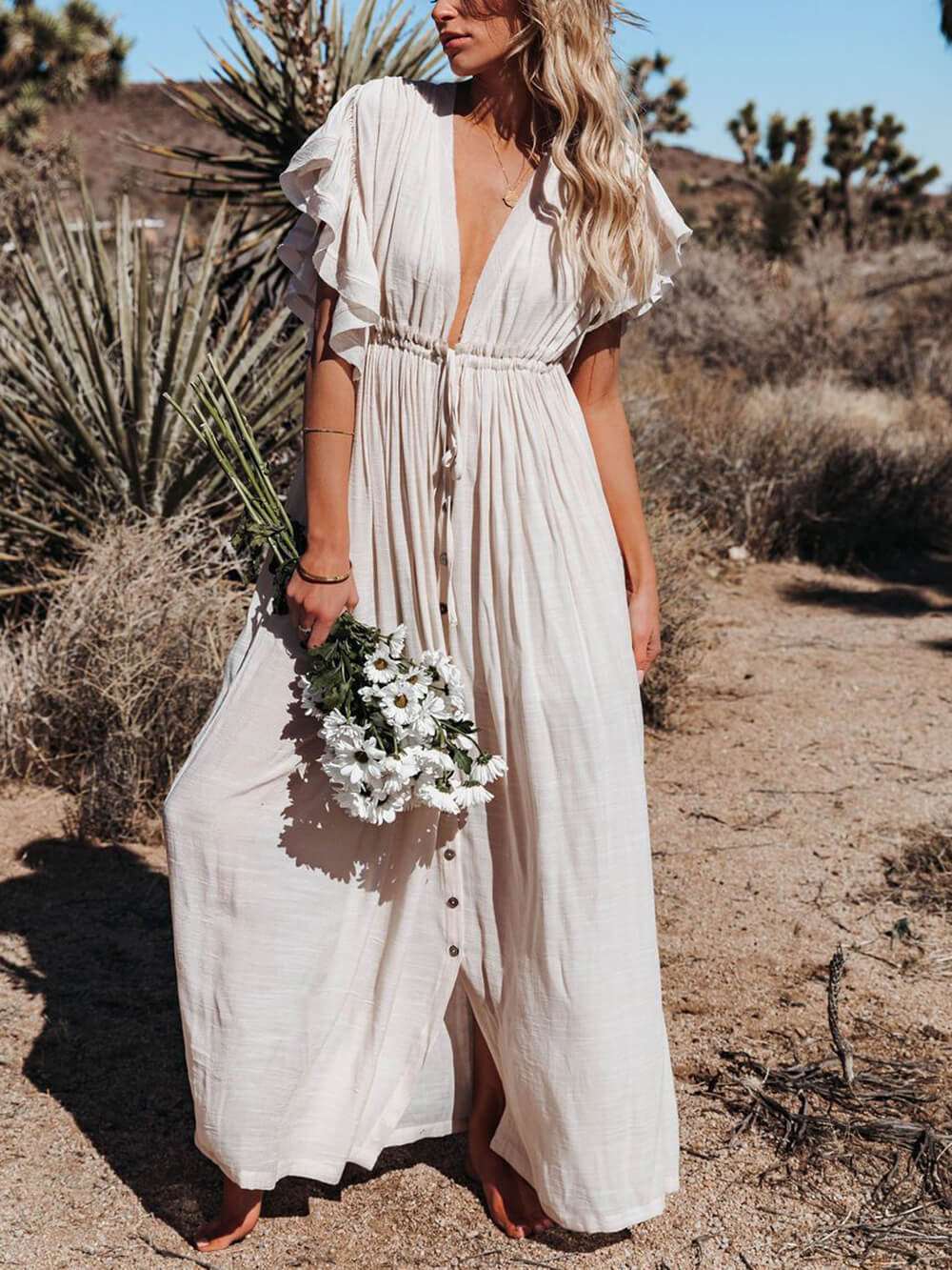 Boho cotton fashion maxi dress