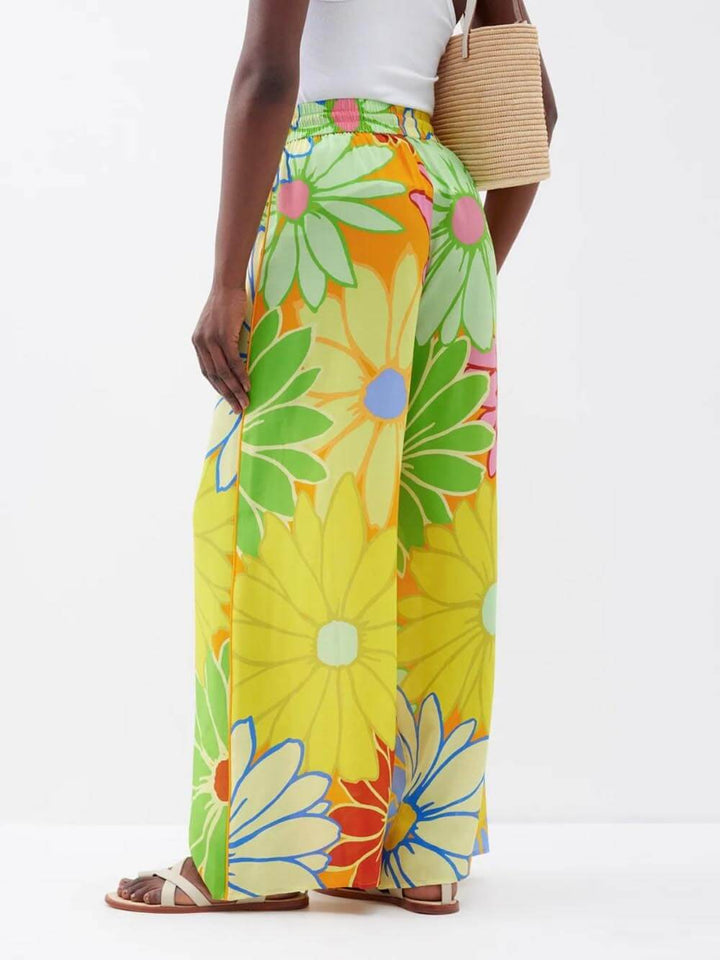 Set pantaloni la moda cu imprimeu floral cu revere libere
