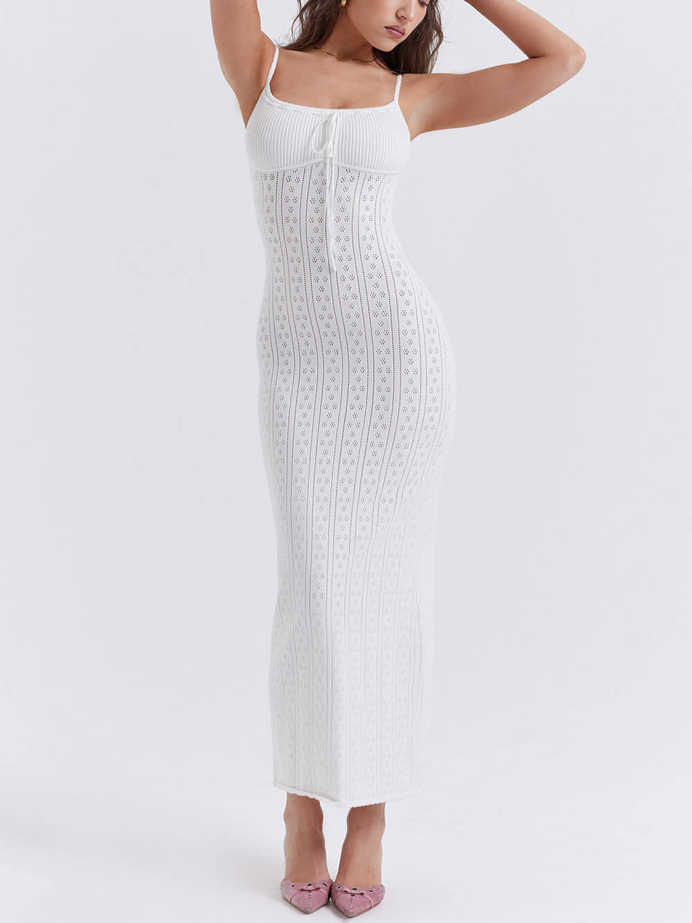 White Knit Maxi Dress