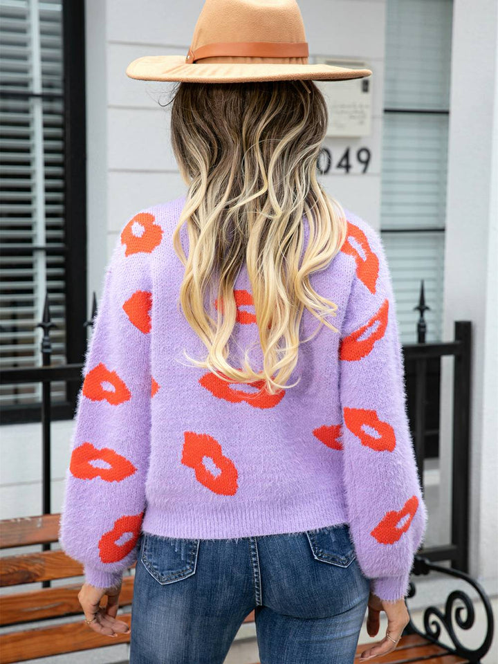 Lips of Love sweater med rund hals