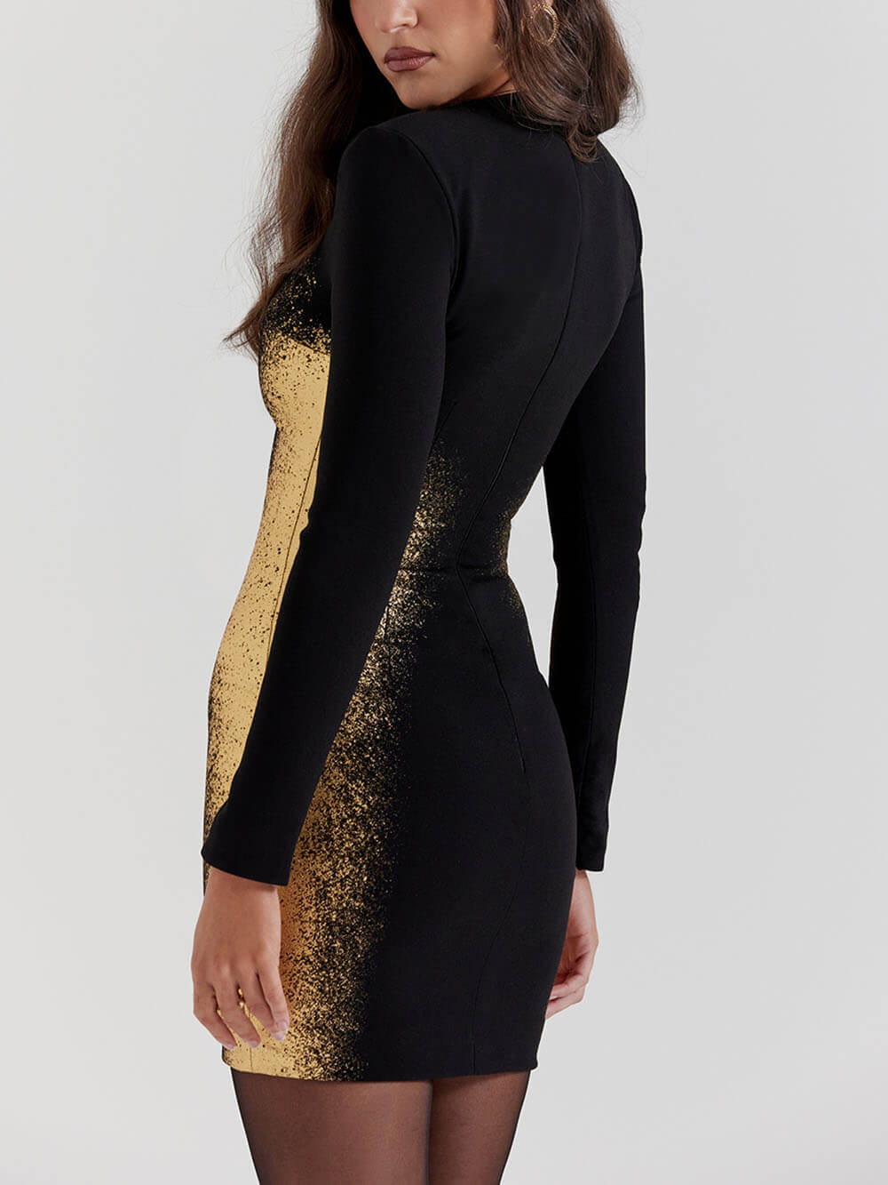 Μίνι φόρεμα με στάμπα μαύρο & χρυσό