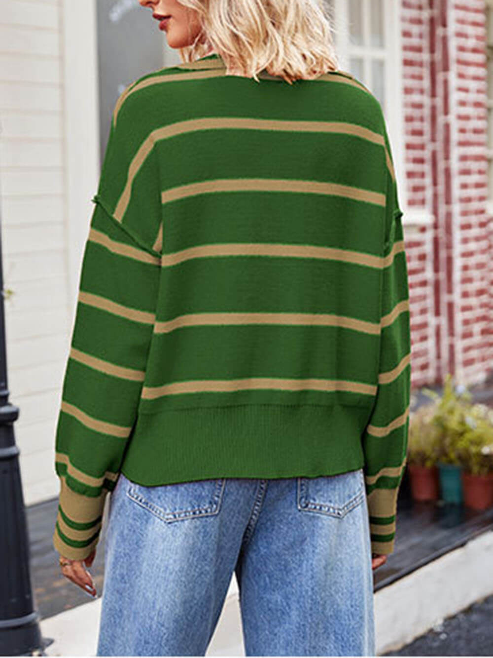 Pullover mit Patchwork-Revers und Streifen