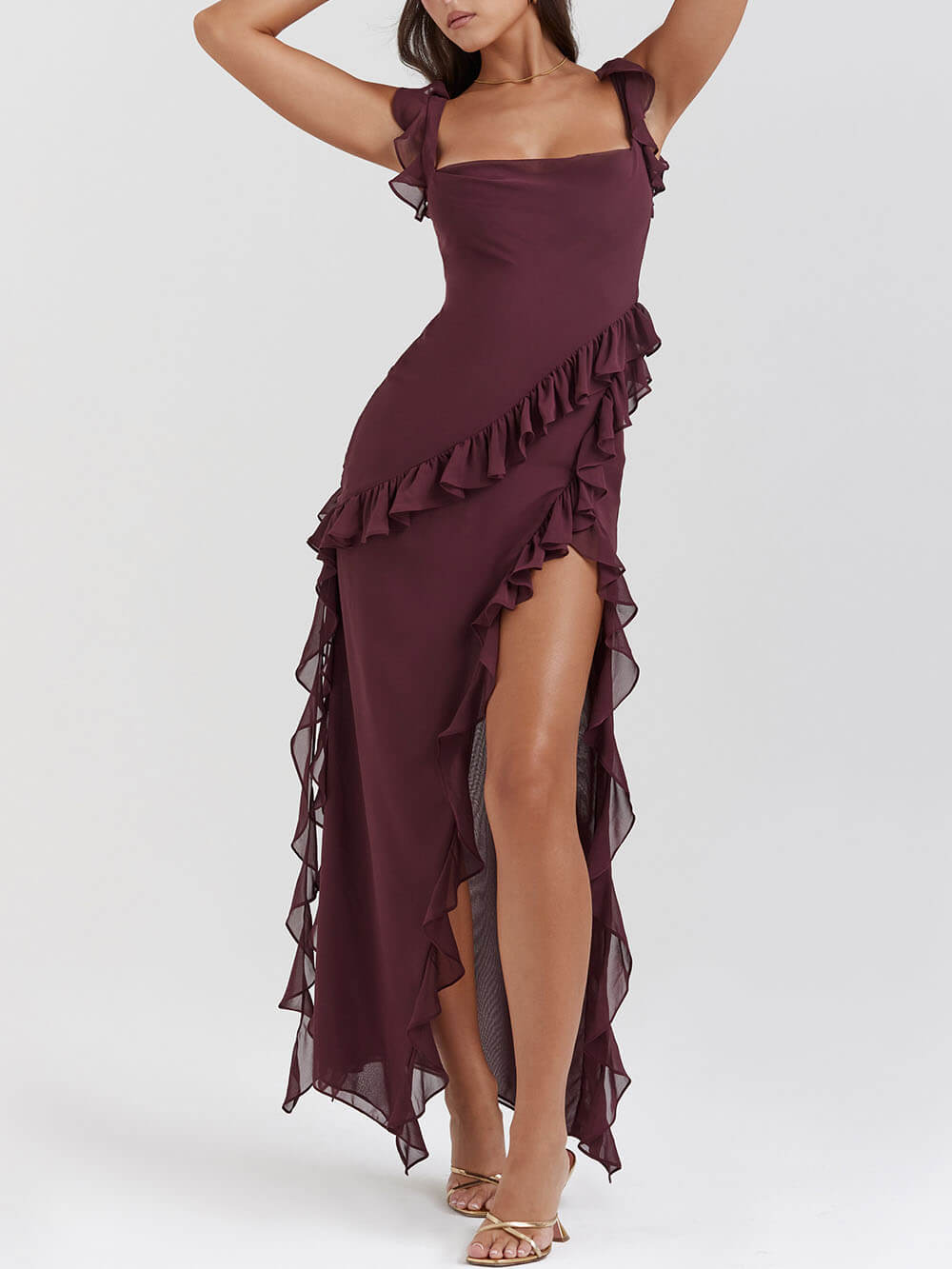 Mulberry Ruffle Maxi ruha