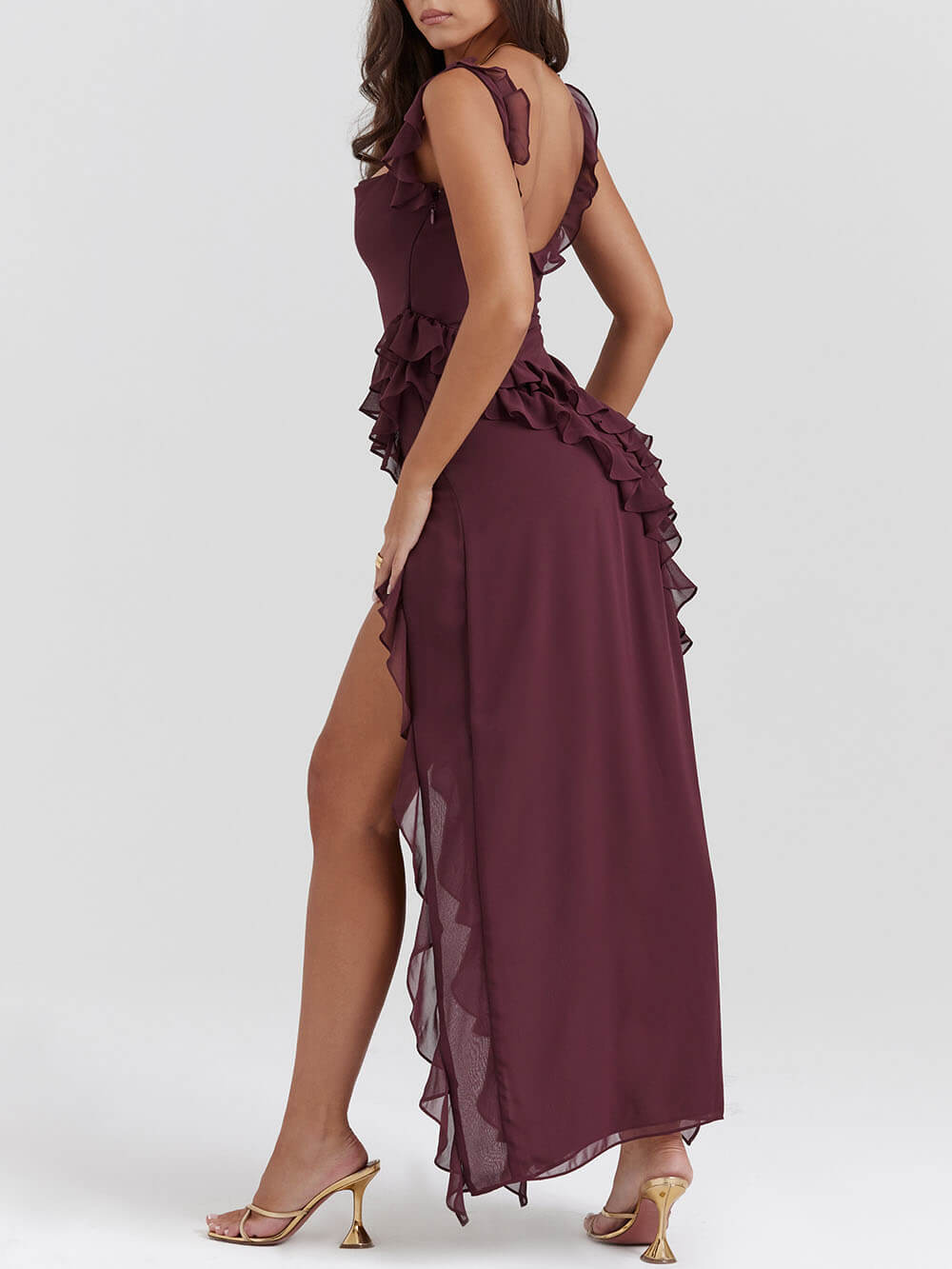 Mulberry Ruffle Maxi ruha