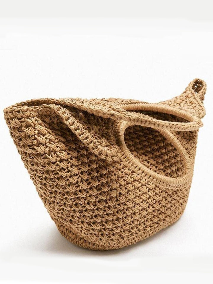 Sac panier croisé en paille kaki