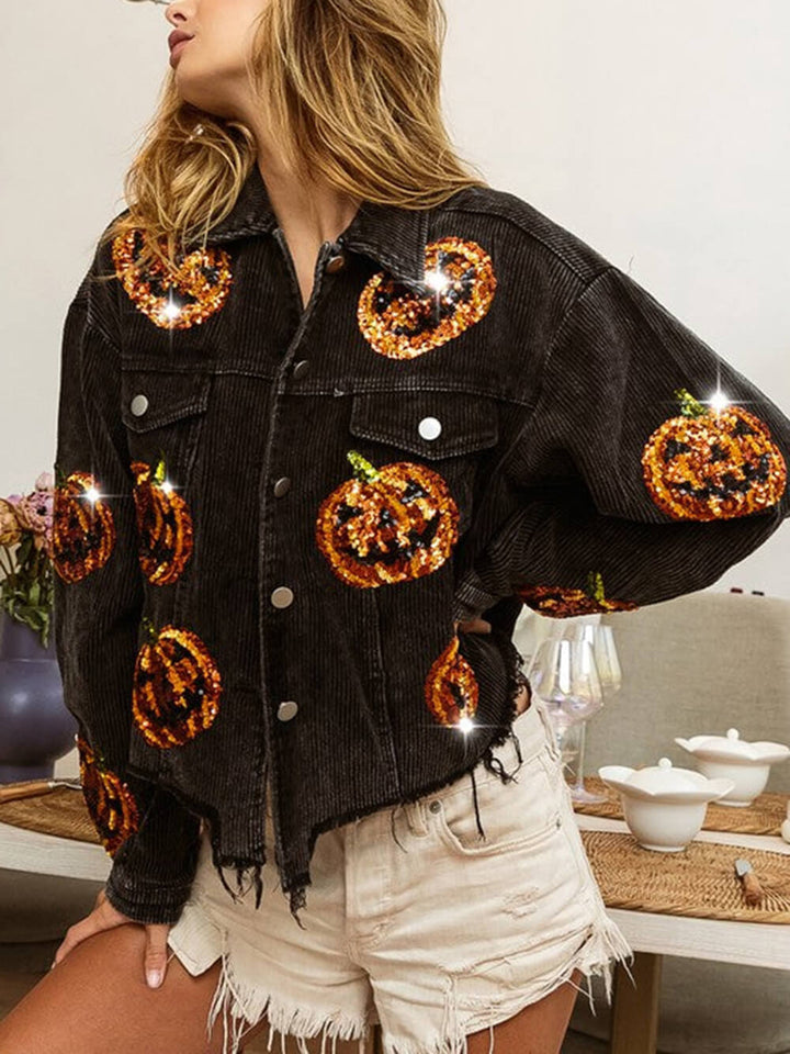 Giacca oversize con paillettes zucca