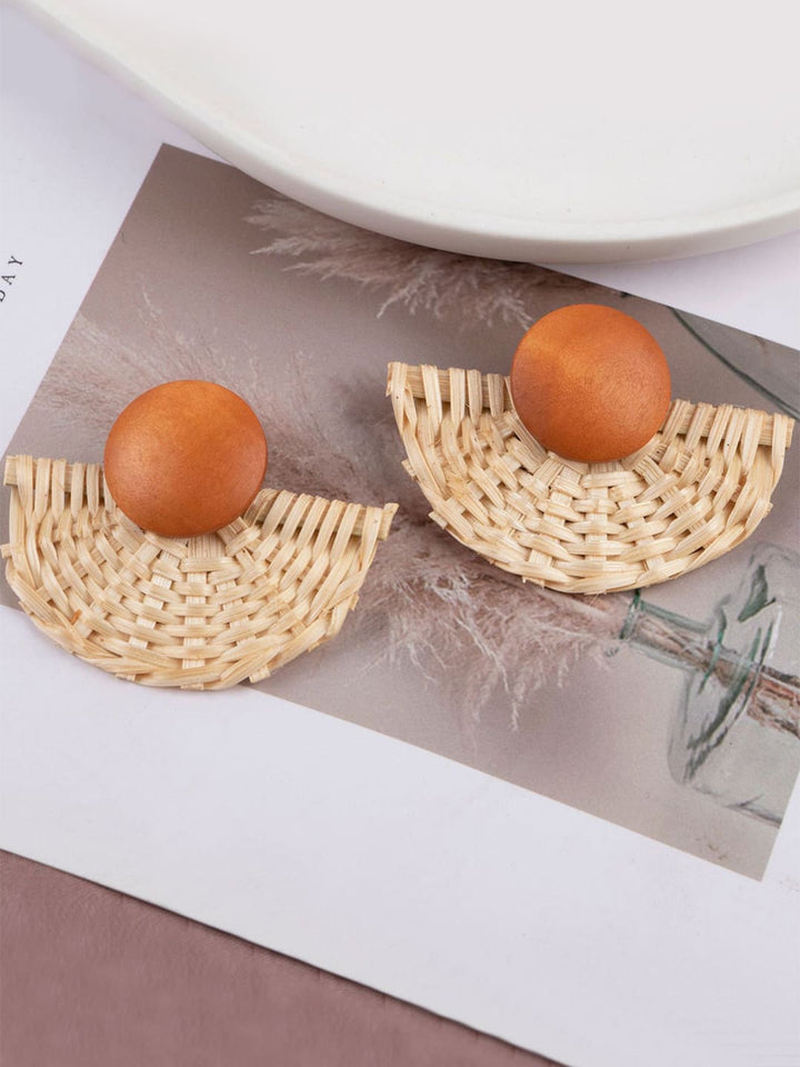 Wooden Vine Woven Fan-shaped Earrings