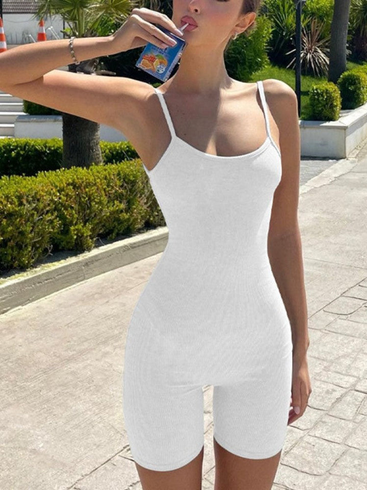 مثير الحمالات Playsuit الأبيض