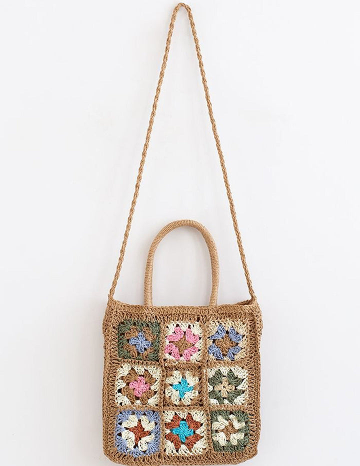 Farget Flower Woven Straw Bag