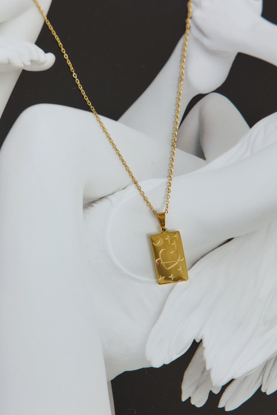 Collar Mi Corazón Latiendo Chapado en Oro 18K Oro