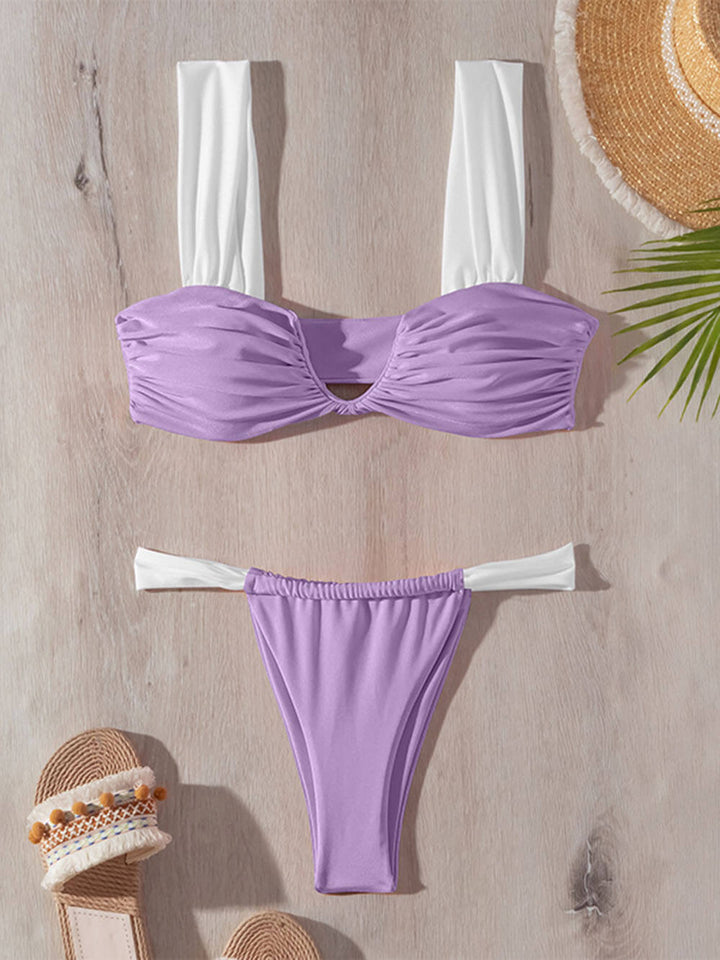 Conjunto de bikini con tiras en bloques de color