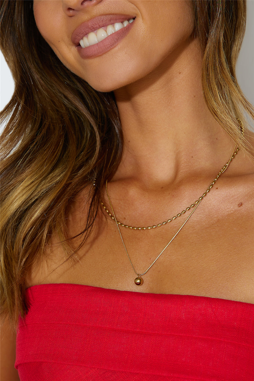 18k Gold Plated Double Lover Chain Necklace Gold
