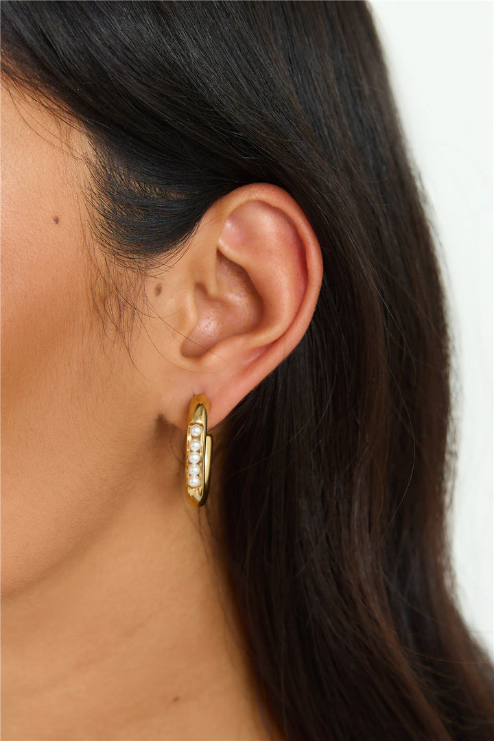 18k Gold Plated Sultry Hoop Earrings Gold