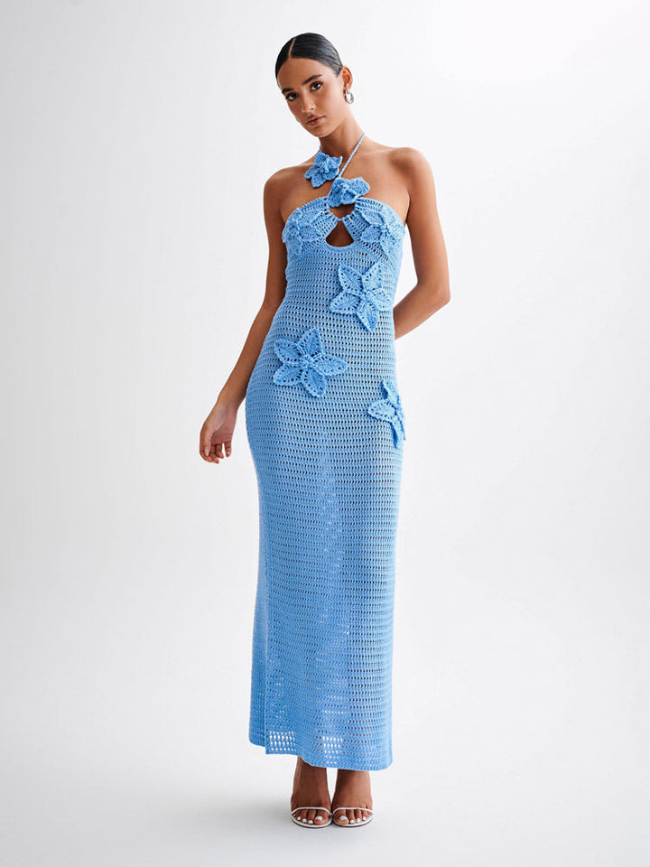 Robe longue en crochet fleurie Kyla