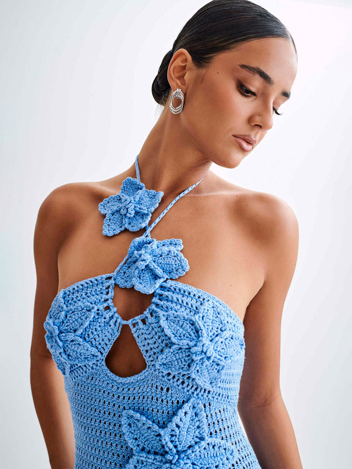 Robe longue en crochet fleurie Kyla