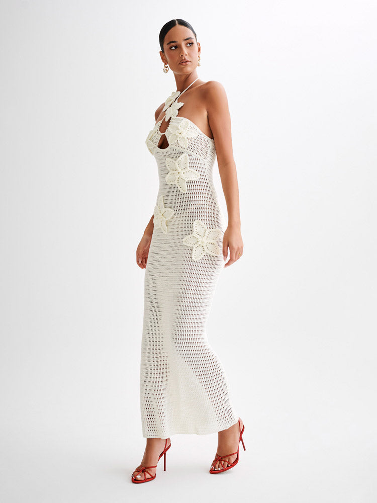 Kyla Blummen Crochet Maxi Kleed