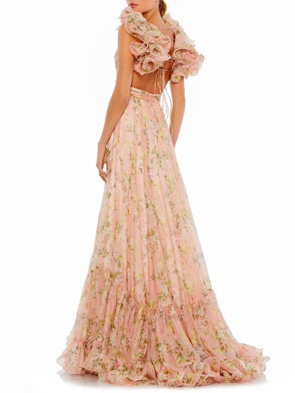 Robe de bal creuse élégante à fleurs