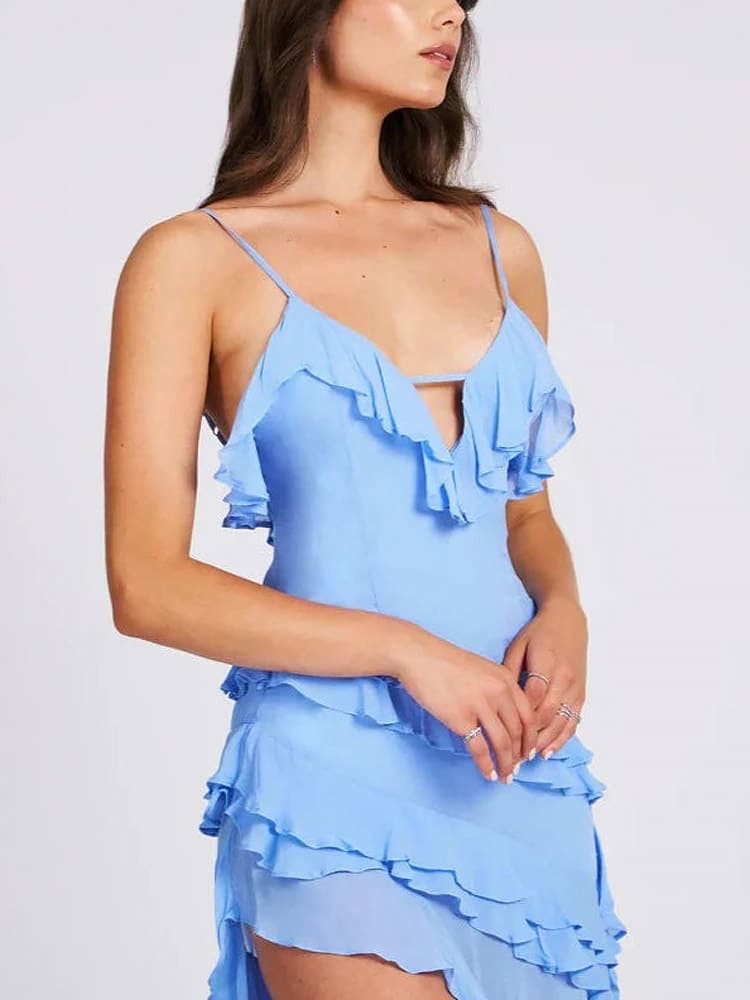 Something Blue Ruffle Dress
