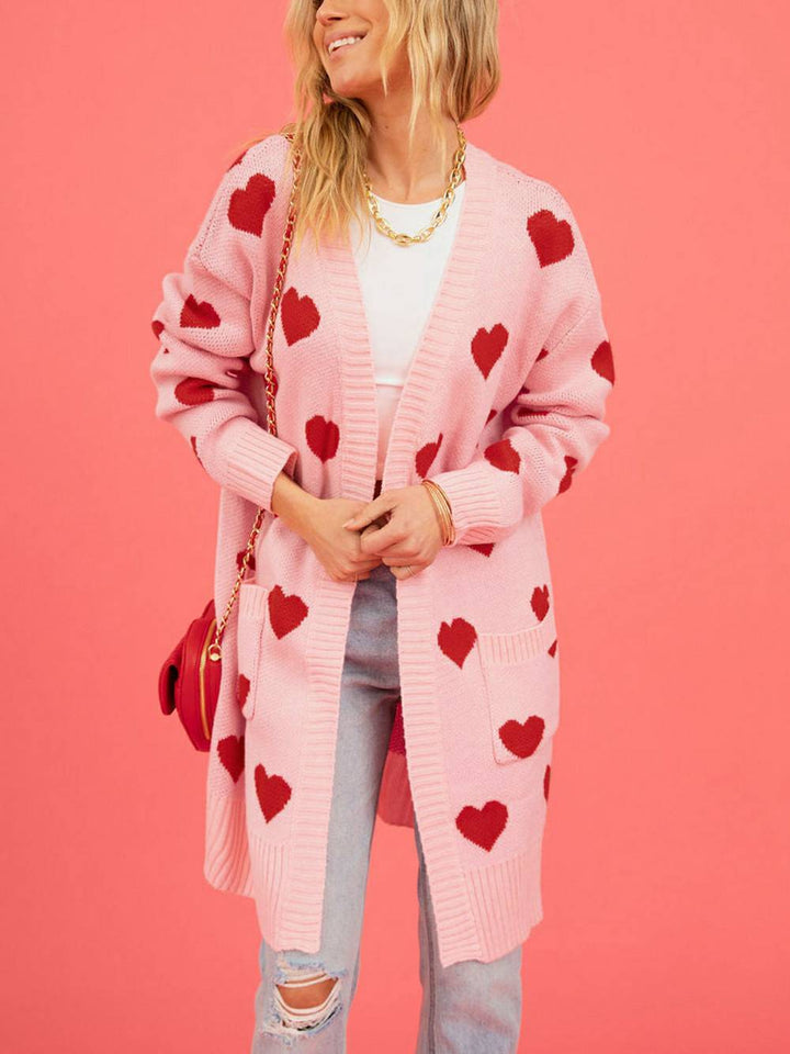 Cardigan in maglia a cuore