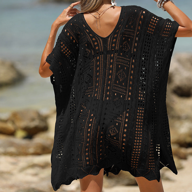 Sexy Cutout-Textur-Sonnenschutz-Strand-Cover-Up-Kleidung