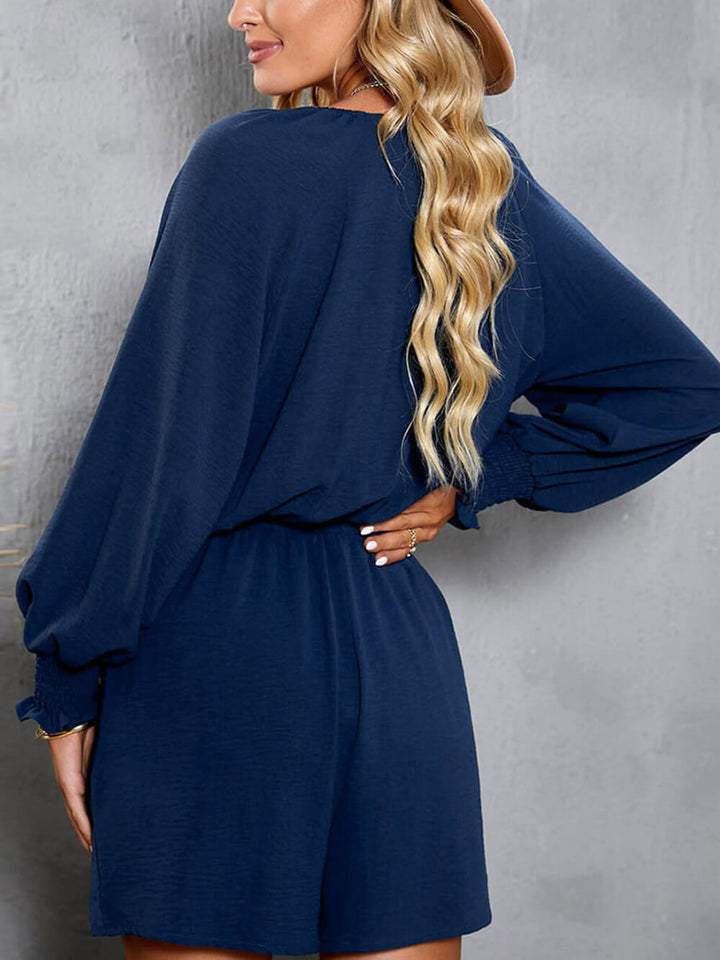 Knyt volangärm Plunge Front Tie Romper