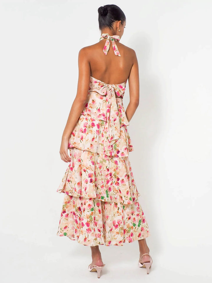 Maxi-jurk met halternek - Provence Bloom