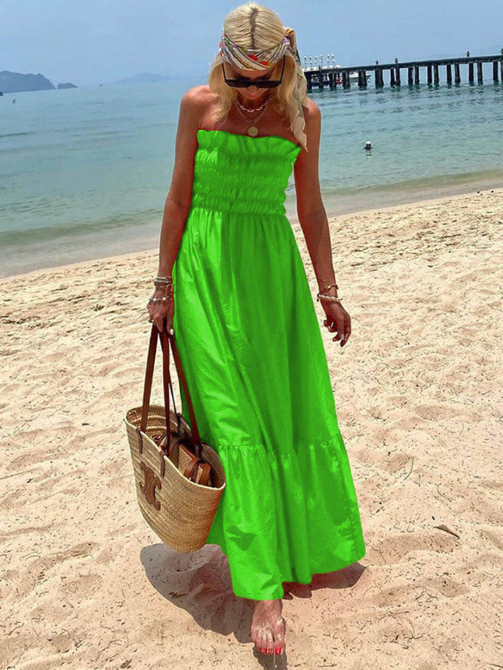 Smocked Bust Off Ram Vacation Maxi dress