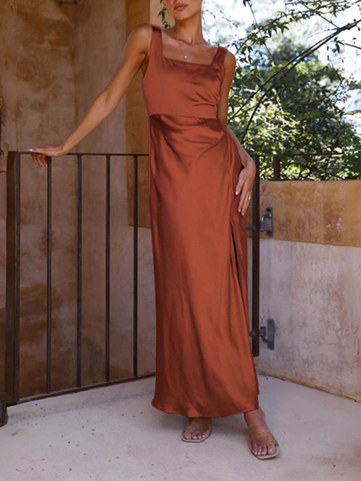 Summer Halter Satin Bridesmaid Prom Maxi Dresses