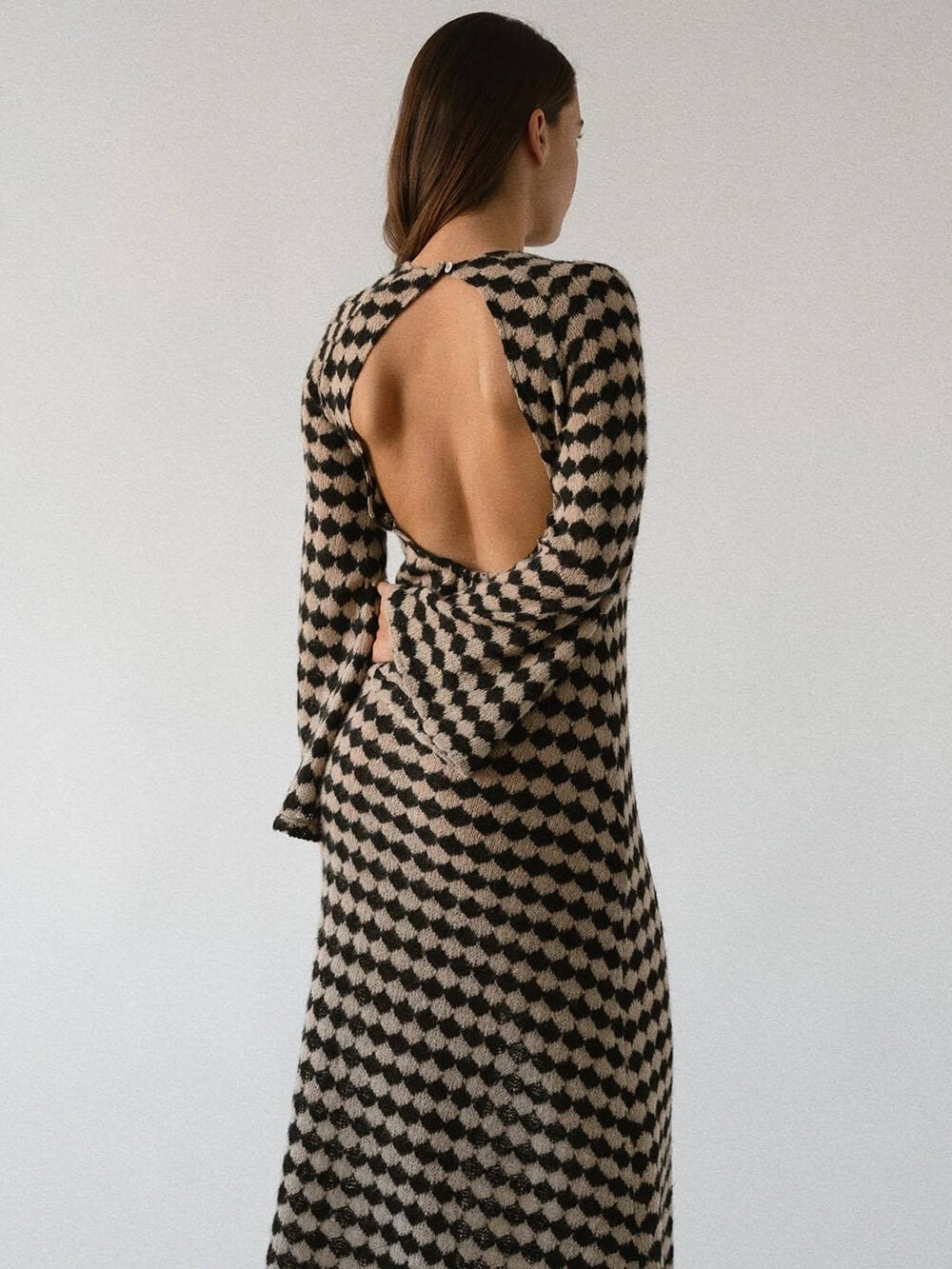 Rochie tricotată cu imprimeu geometric
