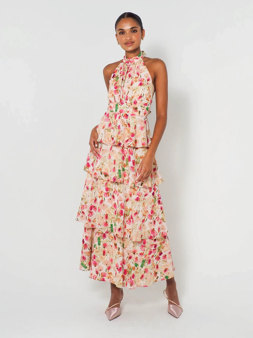 Maxi-jurk met halternek - Provence Bloom