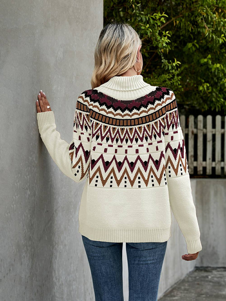 Vintage gesträifte Faarf Block Turtleneck Sweater
