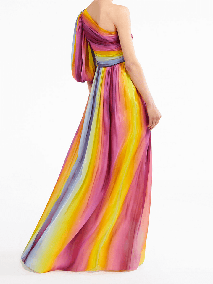 Μάξι φόρεμα Rainbow Print Off-Shoulder