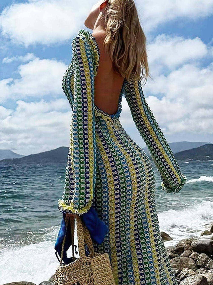 Maxi vestito da spiaggia per le vacanze - Giallo