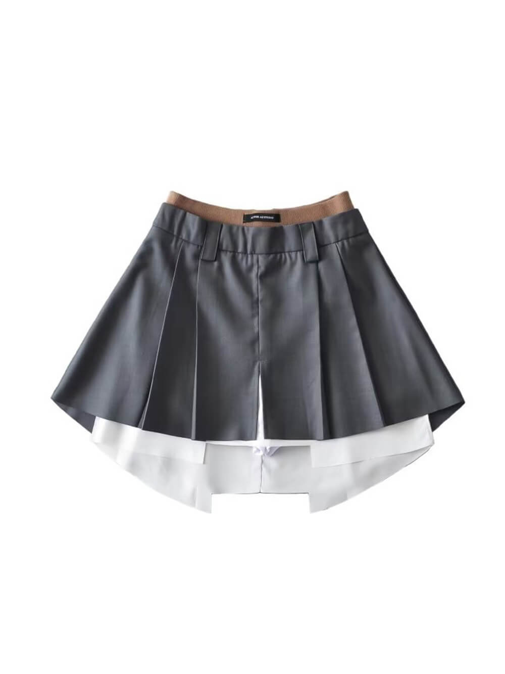 Pleated Frayed Mini Skirt