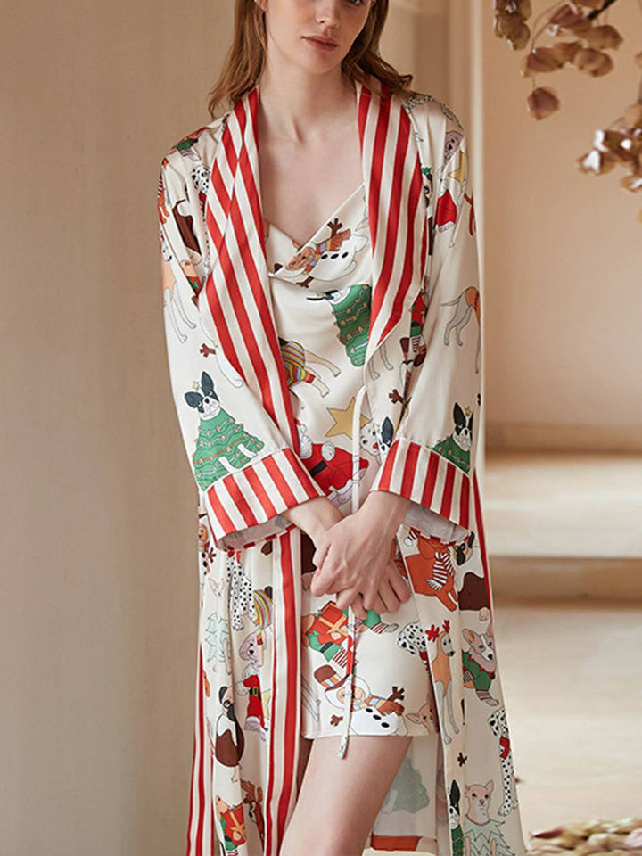 Chrëschtdag Dog Print Robe Set