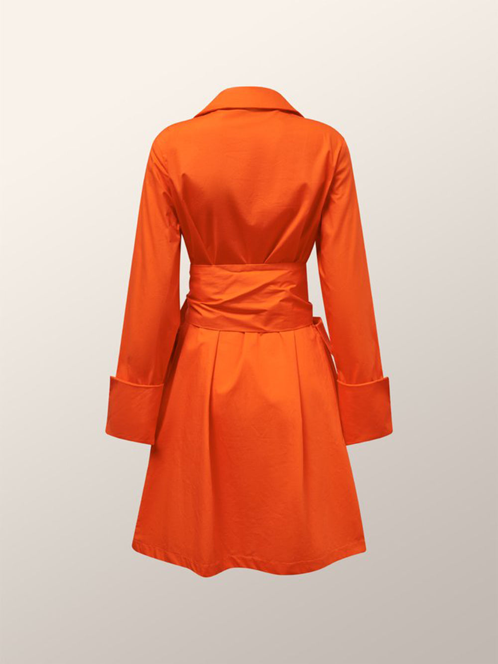 فستان بنمط قميص ملفوف من القطن باللون البرتقالي