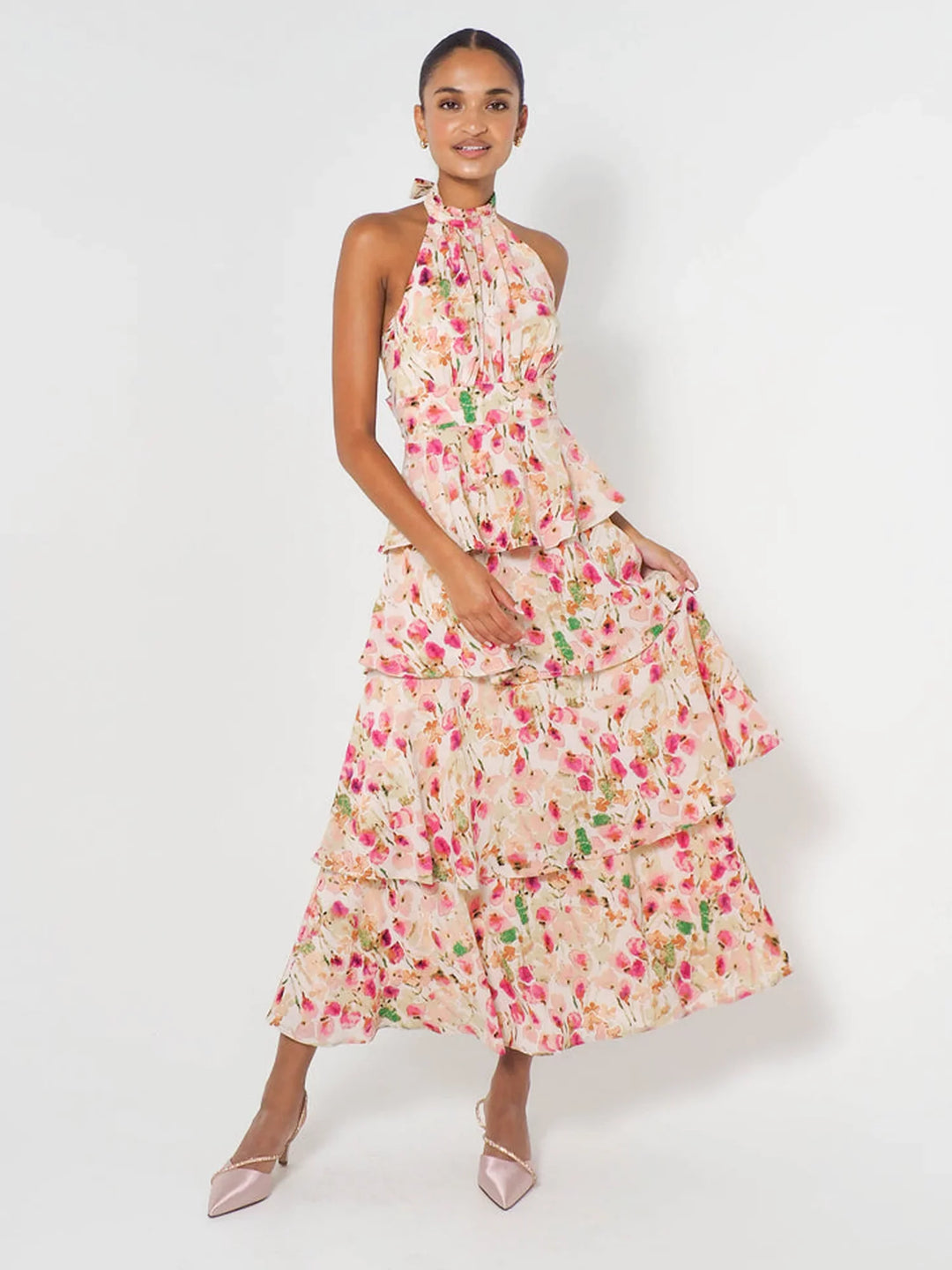 Maxi-jurk met halternek - Provence Bloom