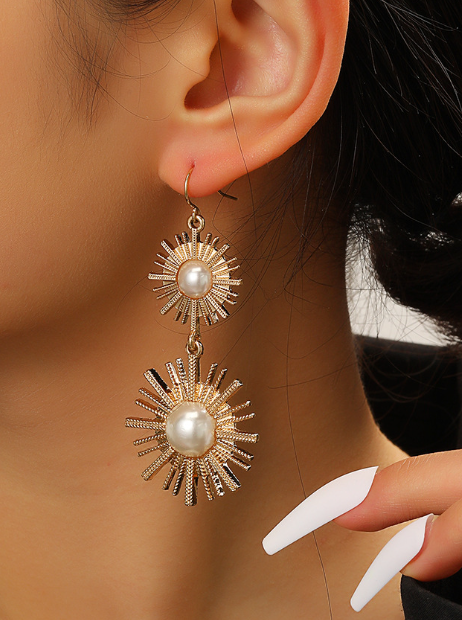 Boucles d'oreilles pendantes avec perles Sunburst