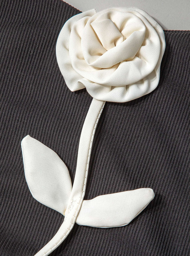 Tube-Top mit 3D-Blumenmuster