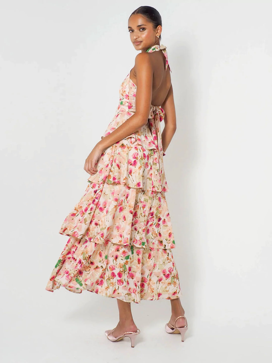 Maxi-jurk met halternek - Provence Bloom