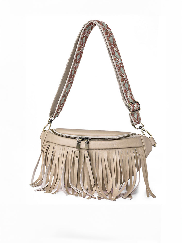 Vintage Totem Ramen Strap Tassel Hobo Bag