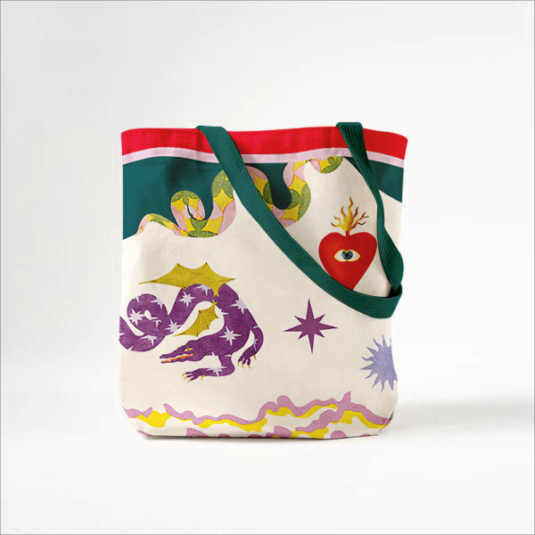 Chique canvas tas met abstracte print