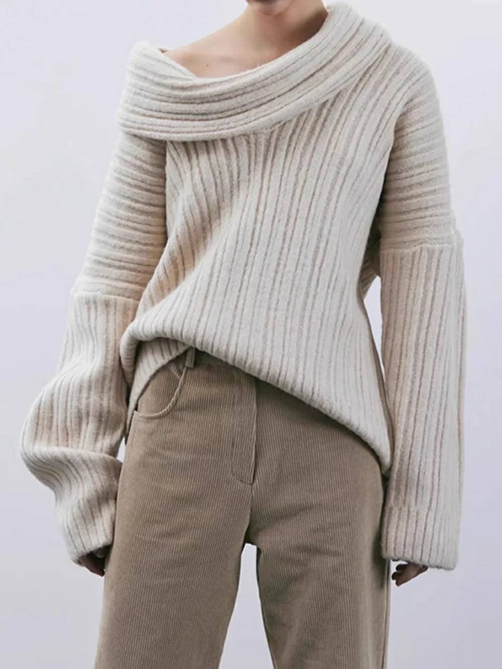 Oversize High Roll Knit Pullover