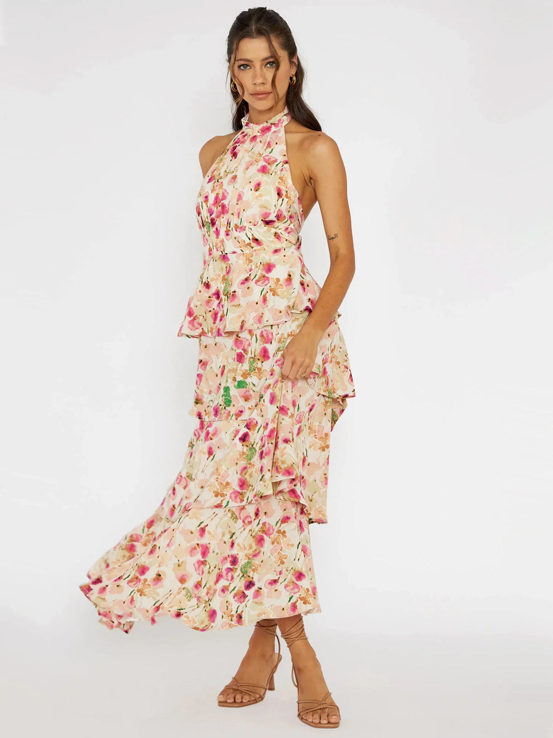 Maxi-jurk met halternek - Provence Bloom