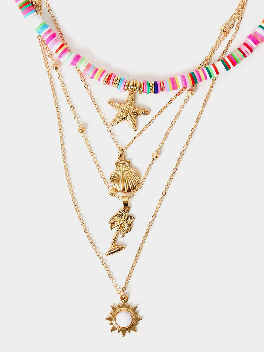 Collier Boho superposé à pendentif